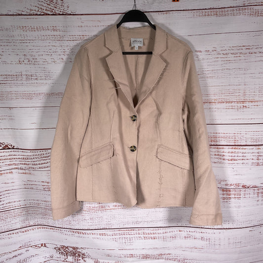 Armani Collezioni Tan 2 Button Raw Edge Wool Blazer Jacket - Size 12