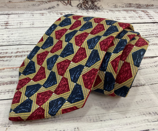Vintage Ermenegildo Zegna Men's Multi-Color Geometric Pattern Tie Made in Italy