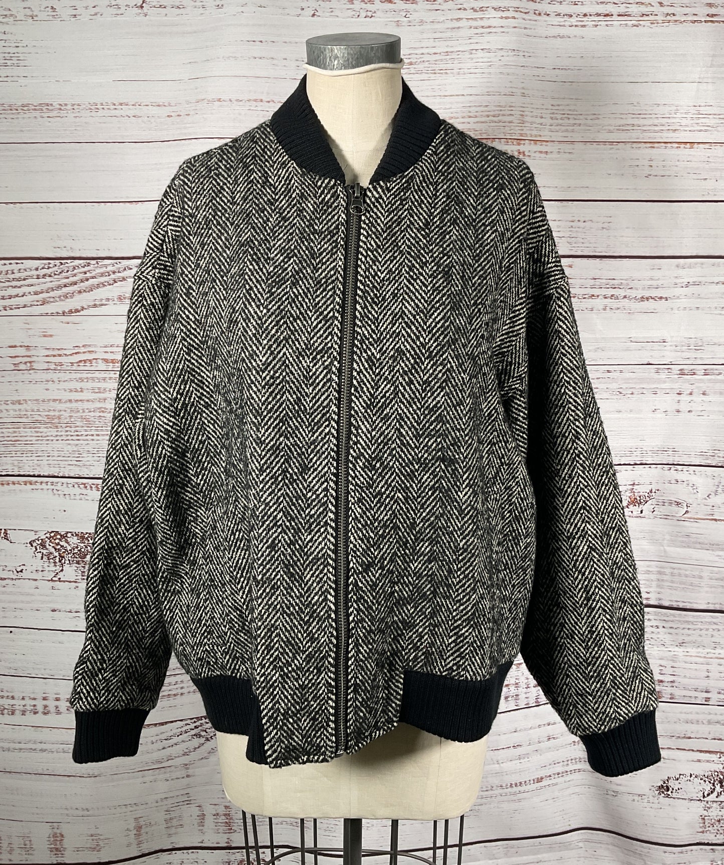 WB WithBlack Herringbone Bomber Jacket Multicolor XS