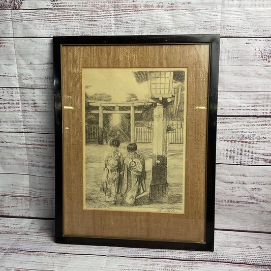 Vtg. Rudolf Seiler "Girls Festival" Signed, Framed 17" Etching