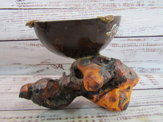 Handcrafted Wood & Coconut Aruba Coin Ashtray