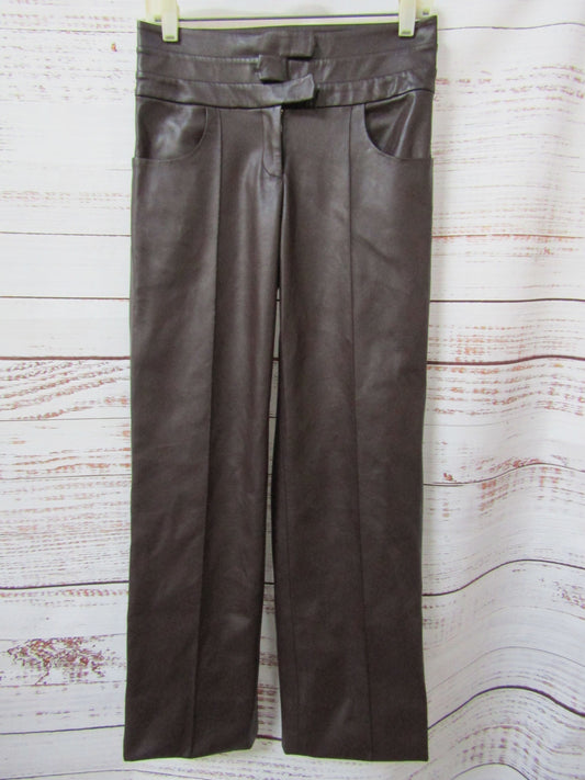 Aya Muse Women's Brown Faux Leather Pants Size XS