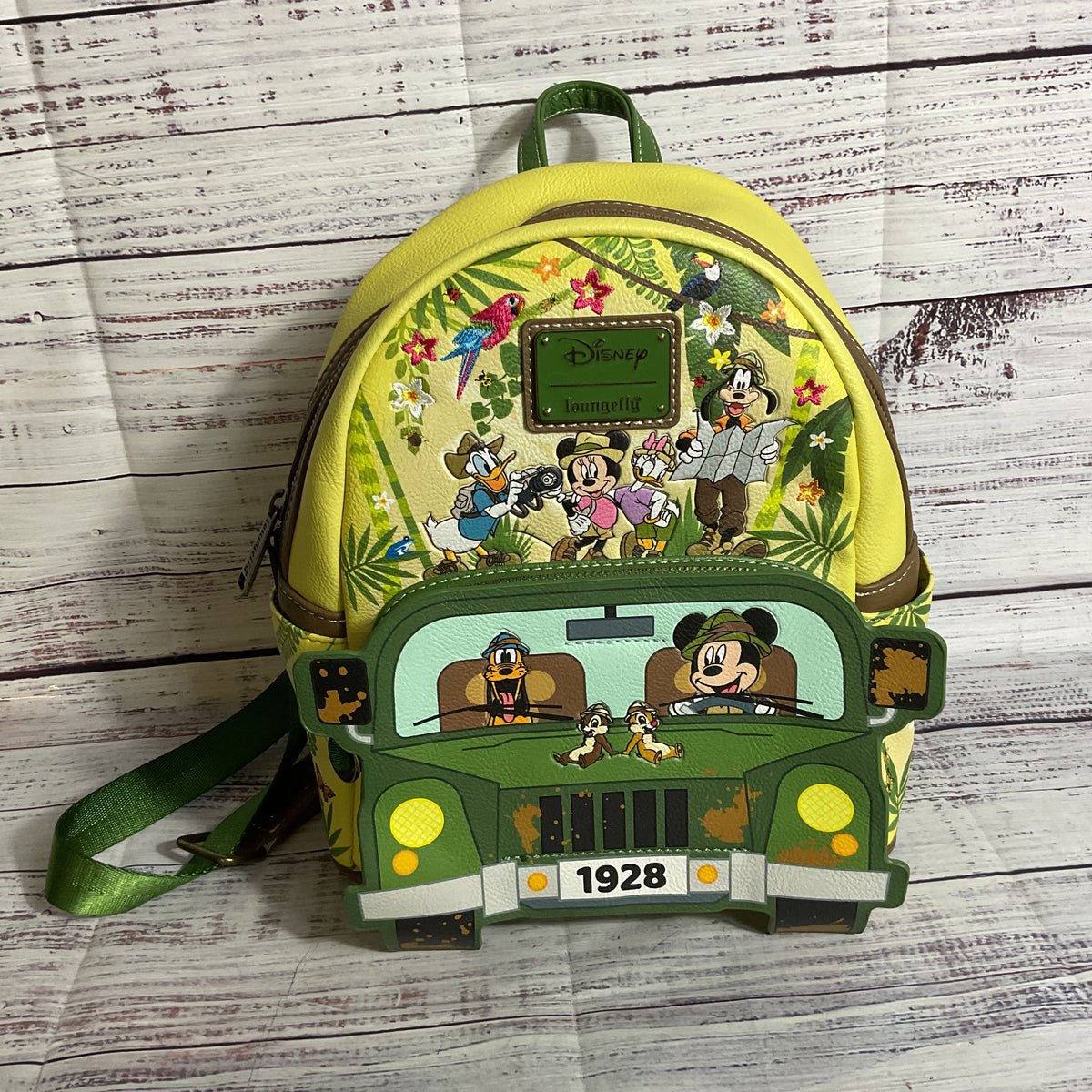 LOUNGEFLY Disney Mickey Friends Jungle Safari Glow in the Dark Backpack