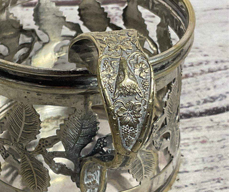 Buch Antique Russian 2.5" Podstakannik Tea Glass Holder Silver Plated