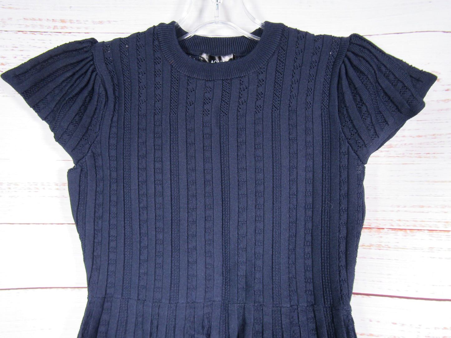 Aqua Girl's Navy Blue Short Sleeve Knit Dress Size XL 14/16