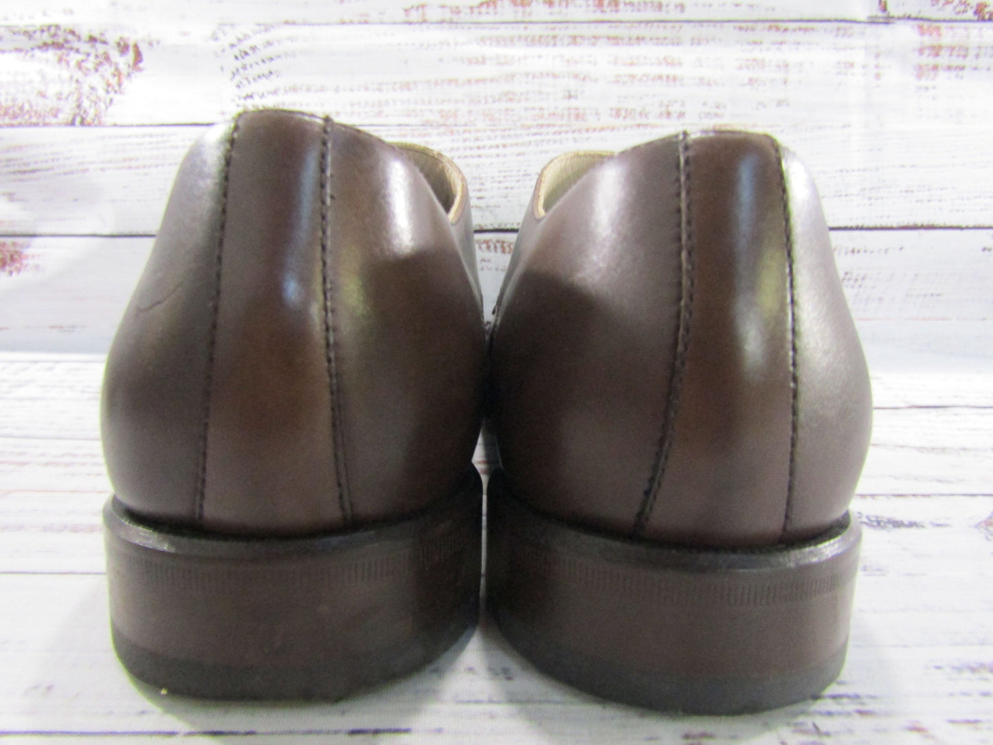 Lavo Men's Brown Leather Cap Toe Double Monk Strap Loafers Size 8