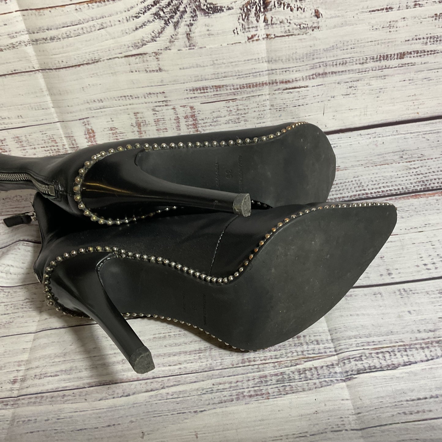 ALEXANDER WANG Eri Women's Black Studded Pointy Back Zip Booties/Boots- SZ 39