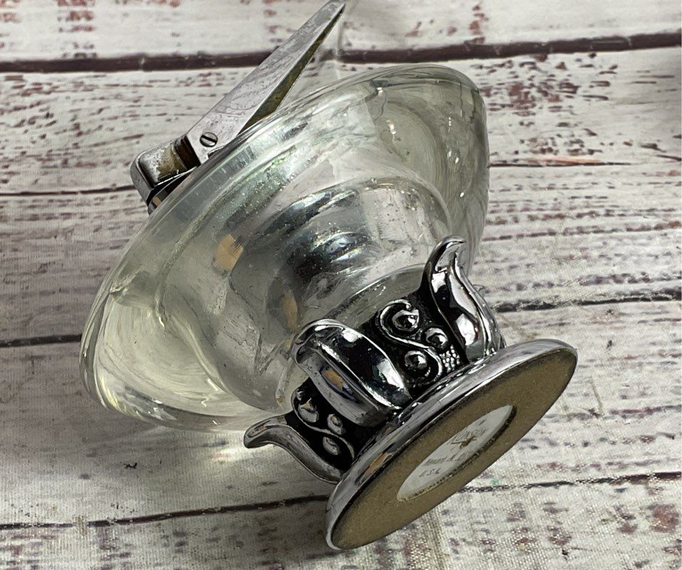 Ronson Vintage MCM Nordic Set of 2 Glass 3.5" Tabletop Lighters Clear