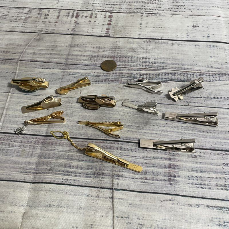 Lot of 12 Mixed Style Metal Tie Bar Clasp Clip Men's Jewelry