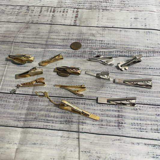 Lot of 12 Mixed Style Metal Tie Bar Clasp Clip Men's Jewelry
