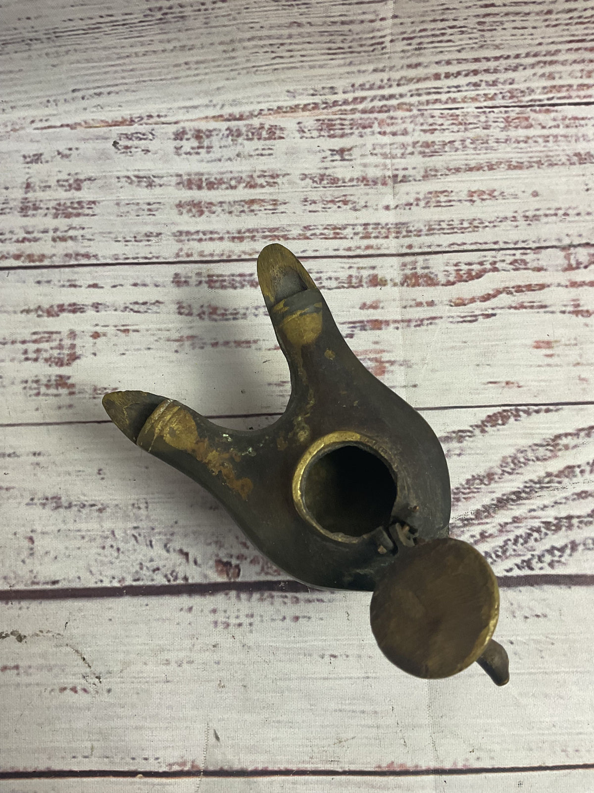 Vintage/Antique Bronze Byzantine Double Spouted Oil Lamp