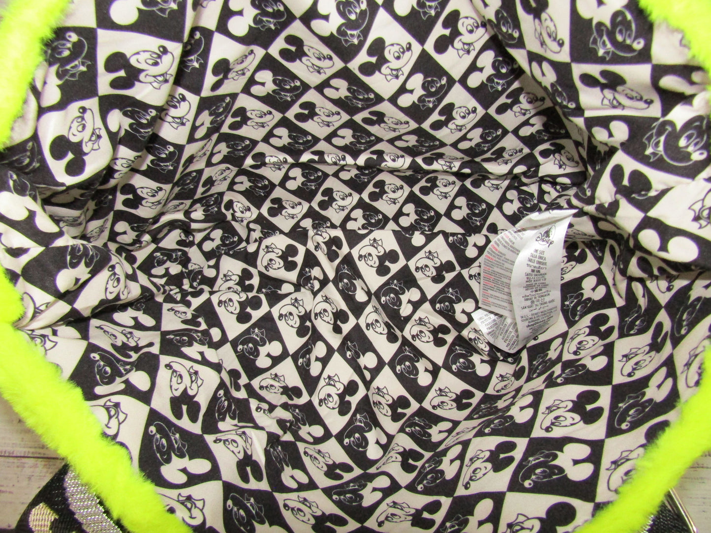 Disney Neon Yellow Mickey Mouse Embroidered Tote Shoulder Bag