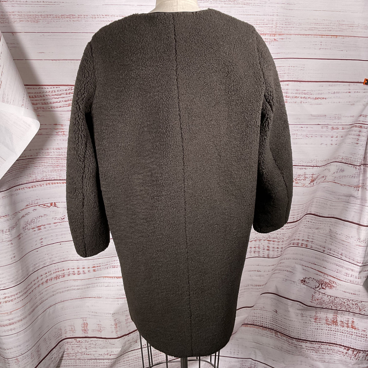 COS Women's Brown Longline Teddy Jacket- SZ L (SEE MEASUREMENTS)