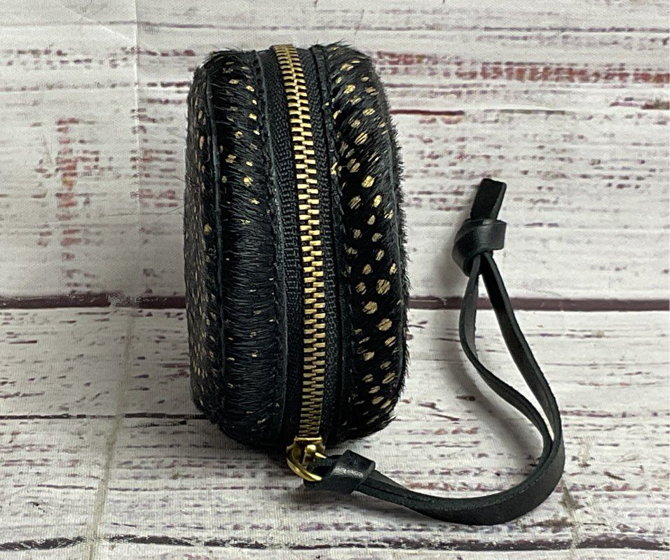 Madewell Metallic-Dot Calf Hair 3.25" Circle Pouch Black