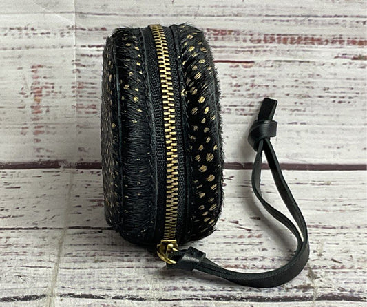 Madewell Metallic-Dot Calf Hair 3.25" Circle Pouch Black