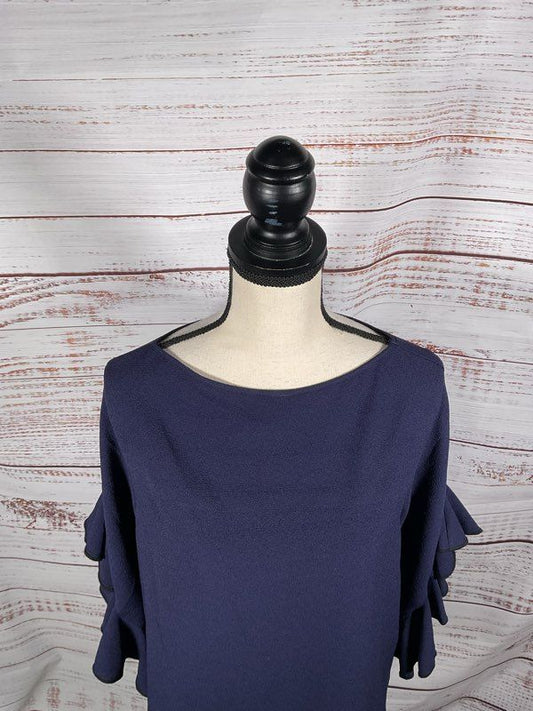 Women's See By Chloe Navy Blue Ruffled Sleeve Blouse Size 40