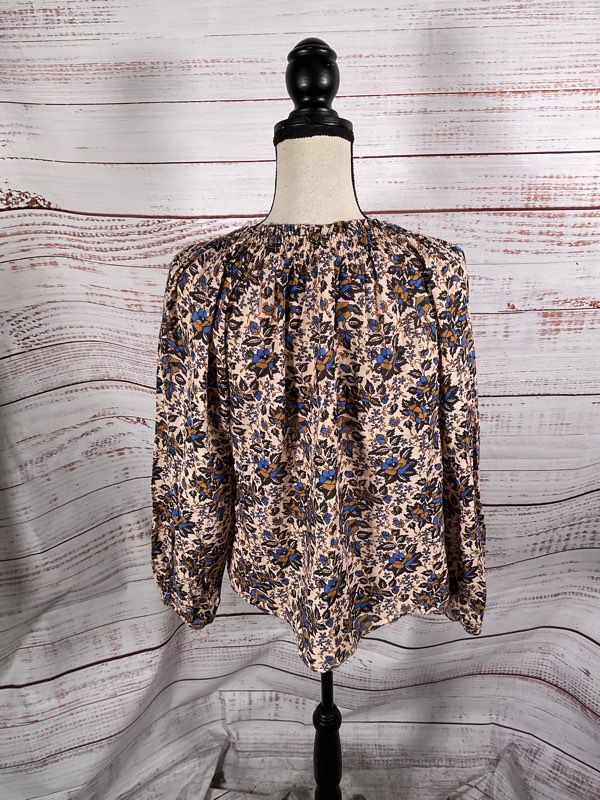 APIECE APART Esparta Organic Cotton Floral Pattern Peasant Top Size S