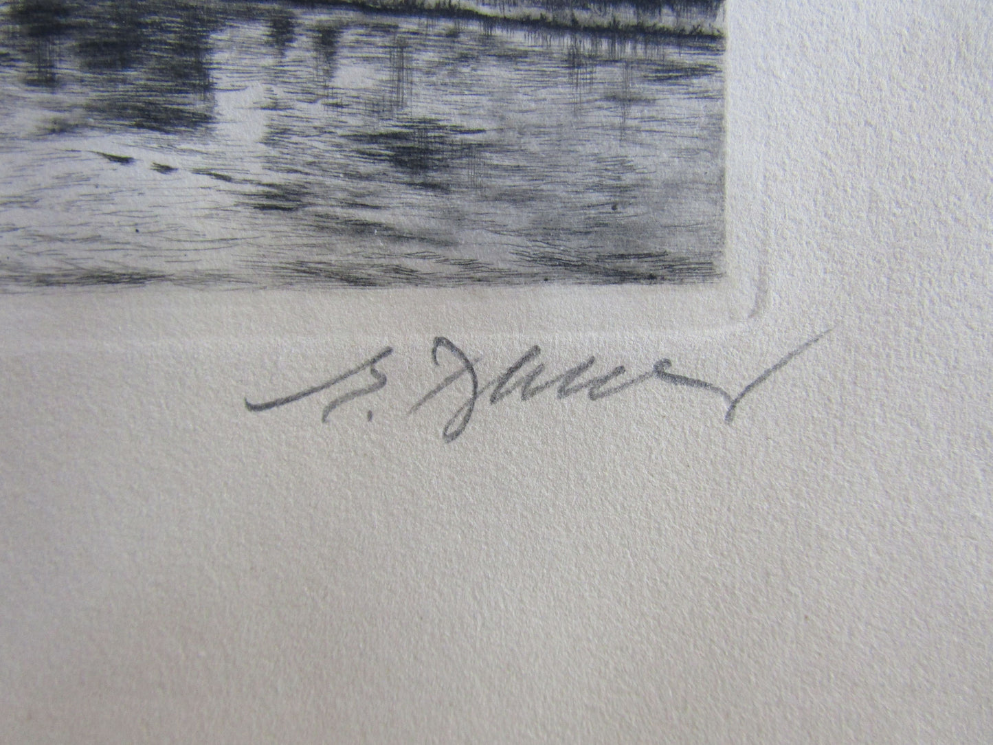 Antique Artist Signed Regensburg Cathedral Stone Bridge Etching