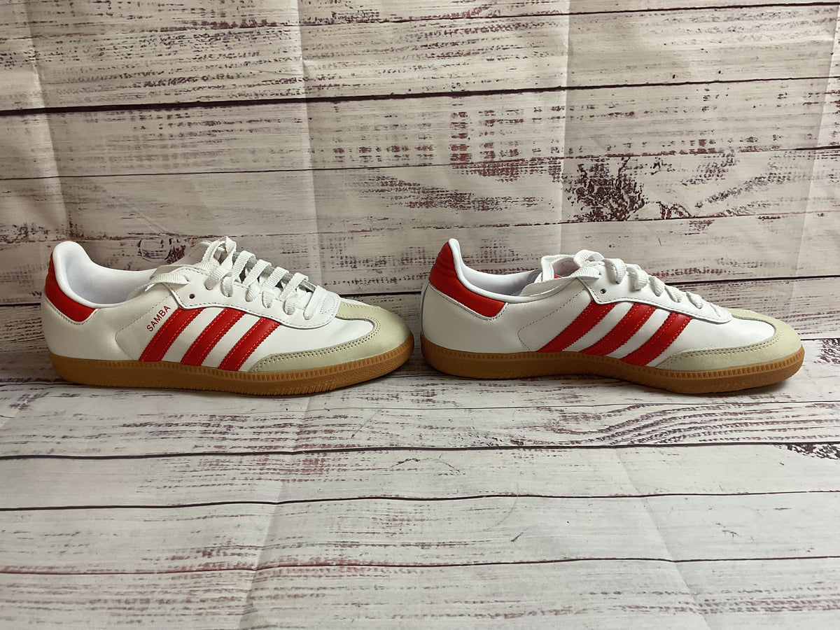 adidas Samba White & Red Sneaker Shoes With Extra Laces Women 9.5