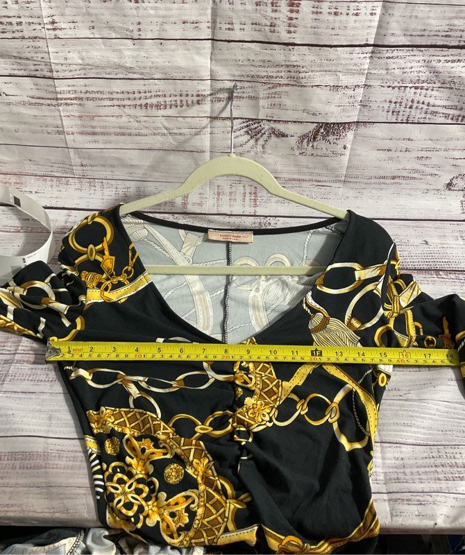 Karen-T-Design Women's Black & Gold Midi Dress