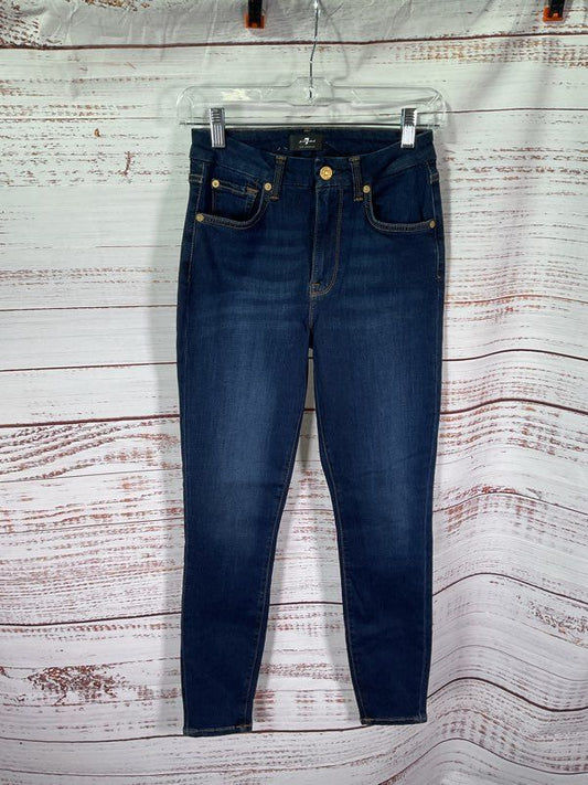 7 For All Mankind High Waist Ankle Skinny Jeans Blue Size 25 Women's