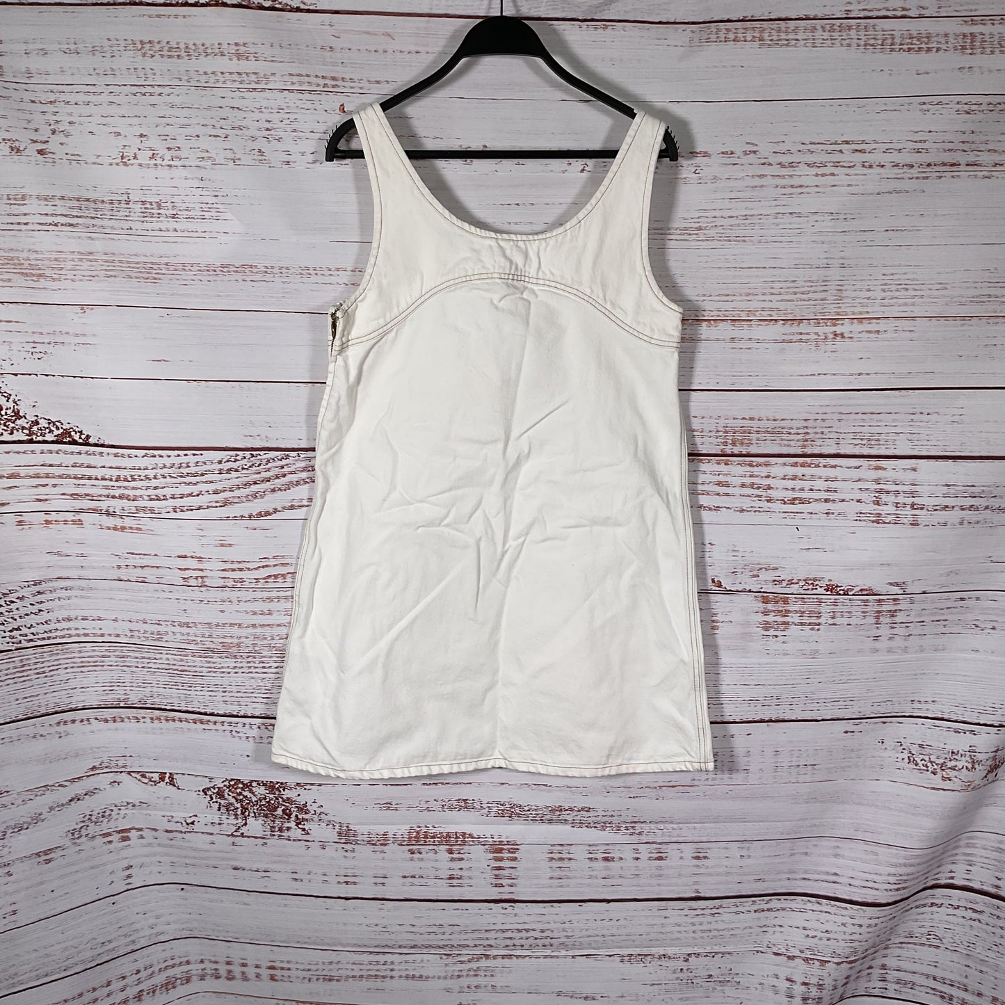 Frame Cotton White Denim Mini Micro Flare Dress - Size S
