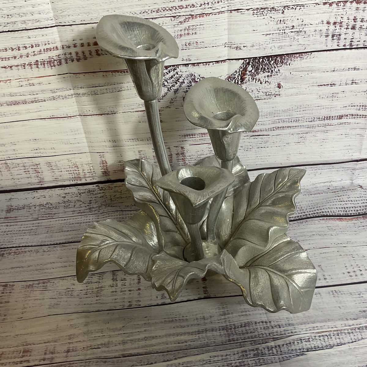 VTG. ARTHUR COURT Pewter Calla Lily Centerpiece Candleholder- 10"
