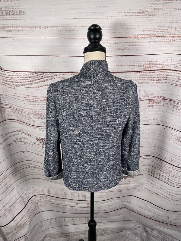 Vince Blue Draped Open Front Knit Cascade Cardigan Size S Cotton Blend