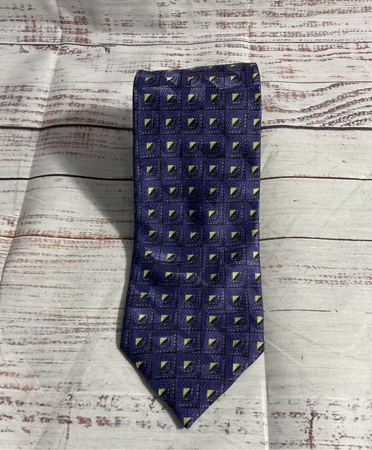 Ermenegildo Zegna Men's Square Geometric Purple Pattern 100% Silk Tie