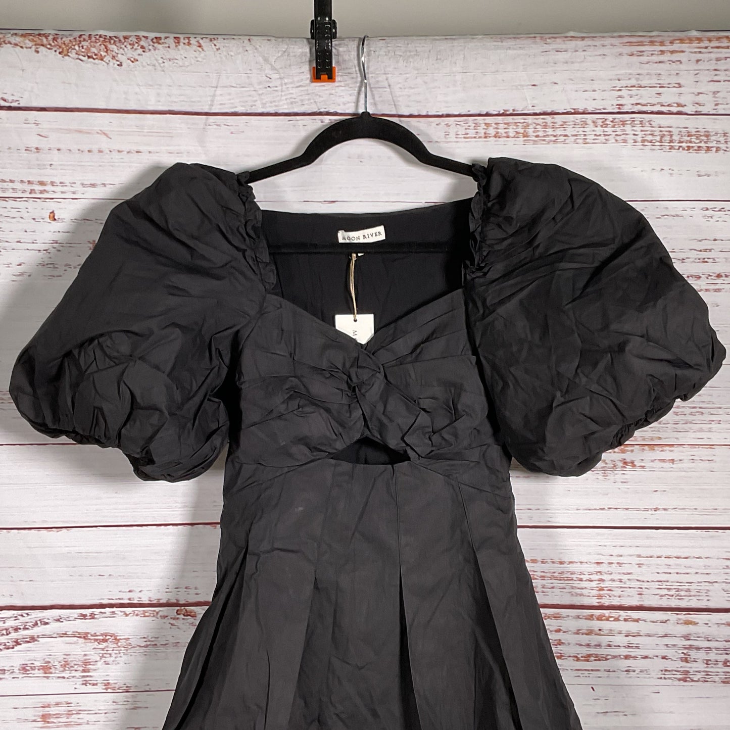 NWT MOON RIVER Black Puffy Sleeve Women's Short Dress- SZ XS