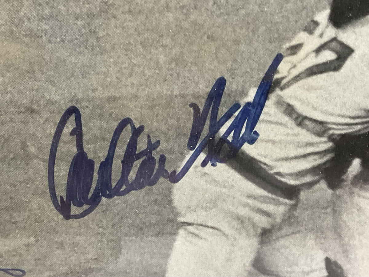 Signed Baseball Carlton Fisk Ed Armbrister Bunt Collision Photo
