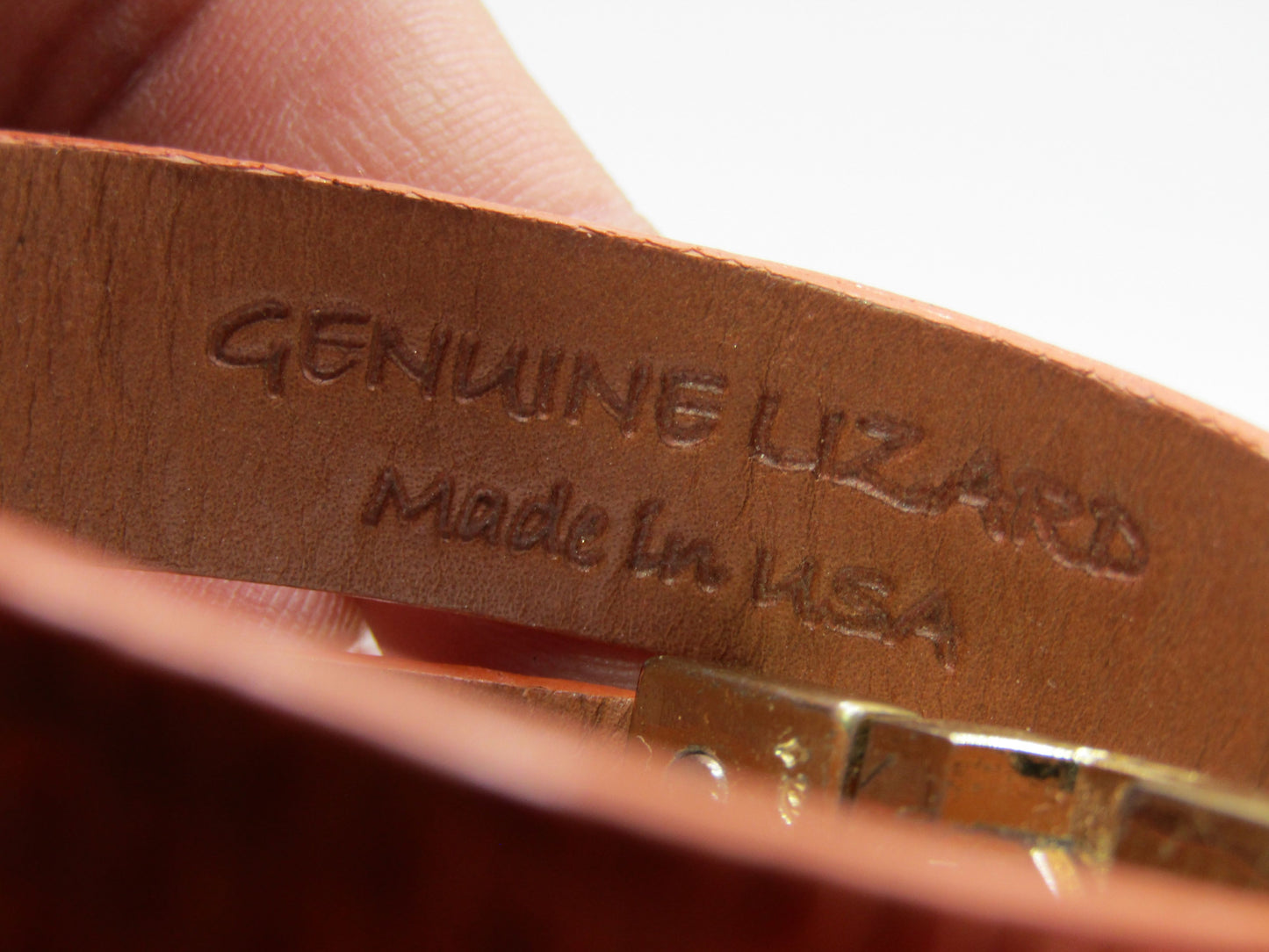 Leighelena Double Jigsaw Orange Lizard Bracelet Made in The U.S.A.
