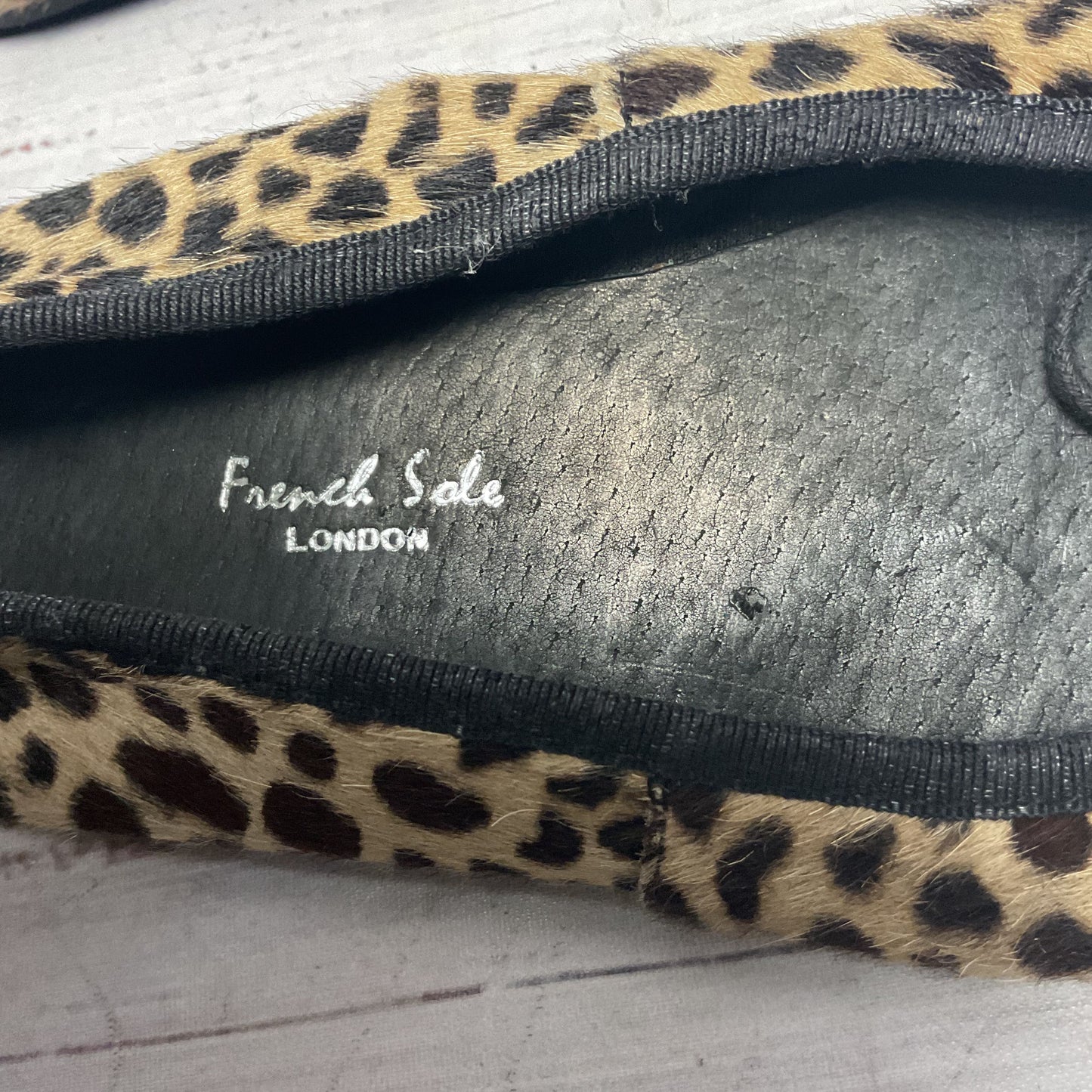 French Sole Leopard Pattern Pony Hair Ballet Flats Shoes Women Size 7