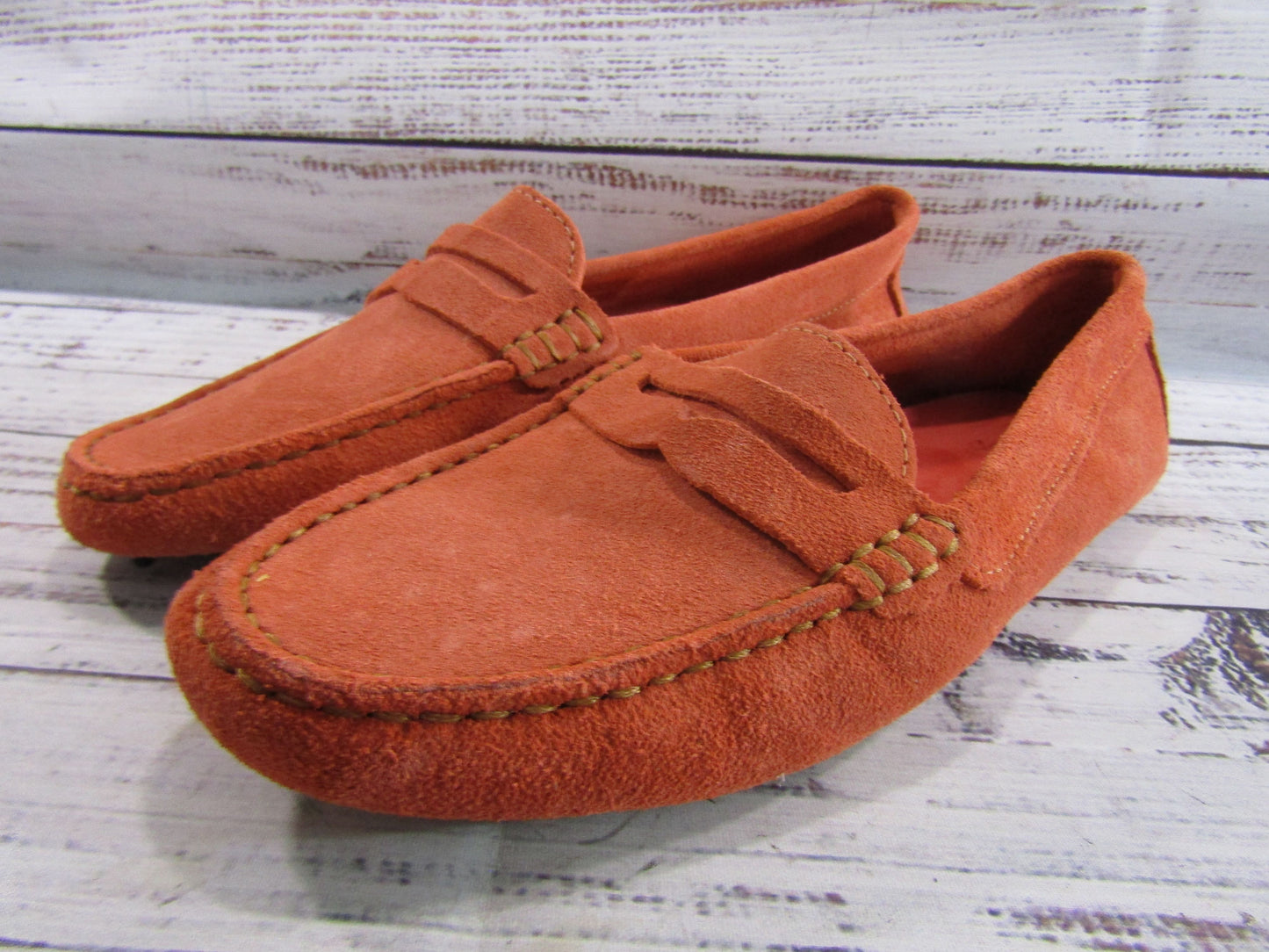 Massimo Matteo Men's Orange Suede Driving Penny Loafer Size 9.5