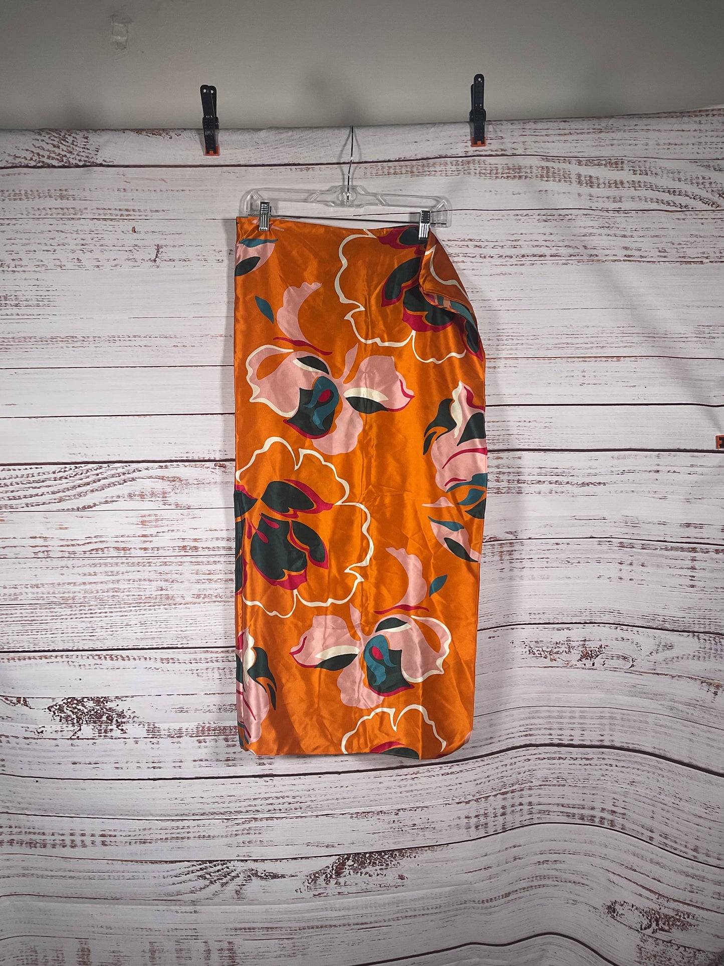 Reformation Orange Floral Pattern Scarf