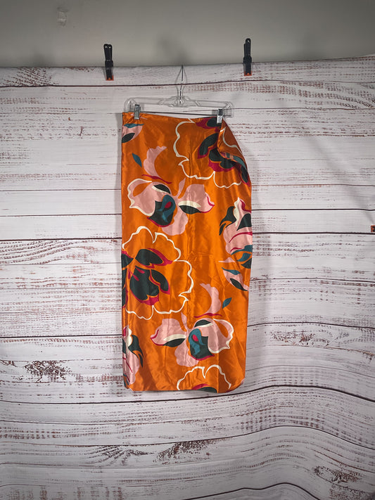 Reformation Orange Floral Pattern Scarf