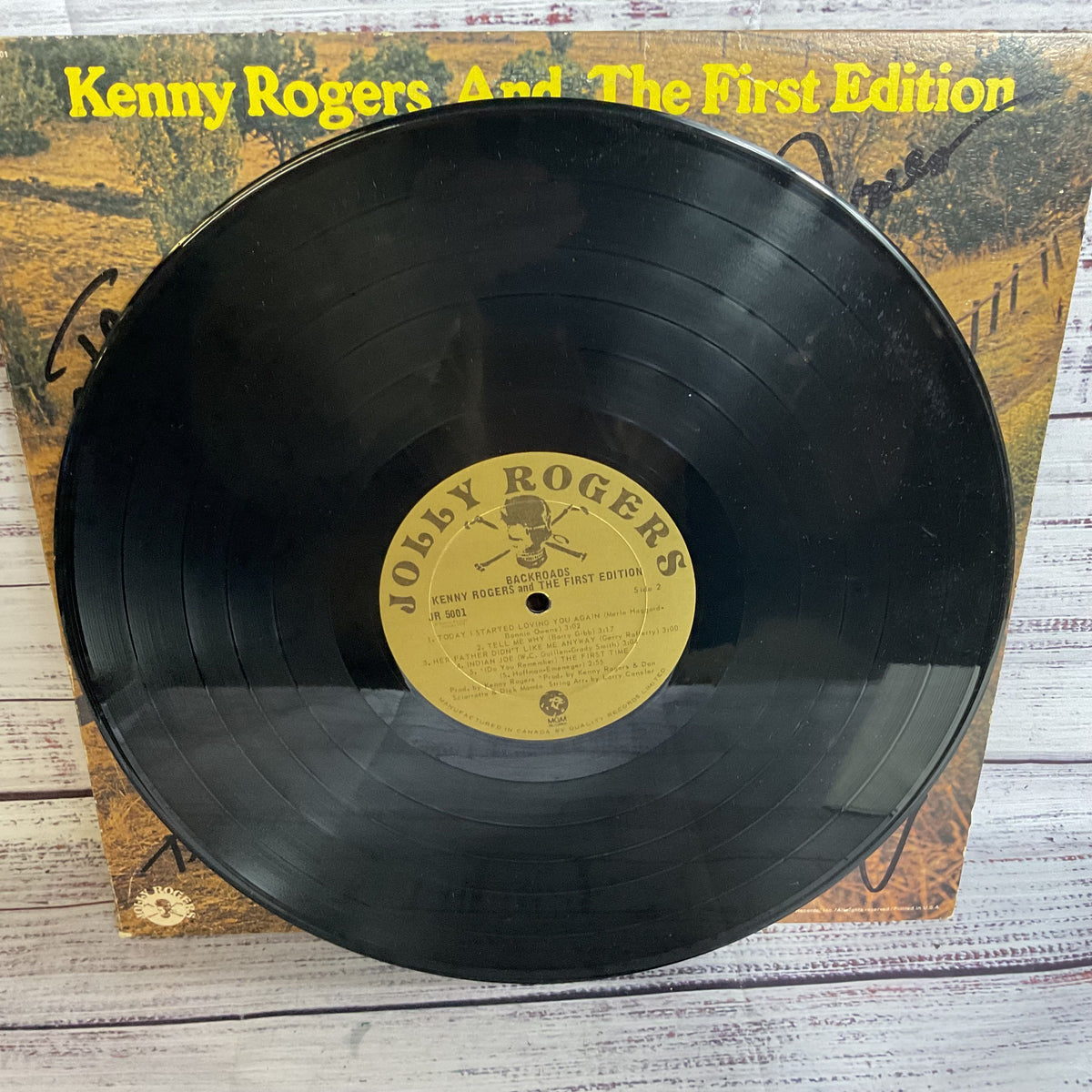 Signed KENNY ROGERS & The First Edition Backroads Vinyl Record LP