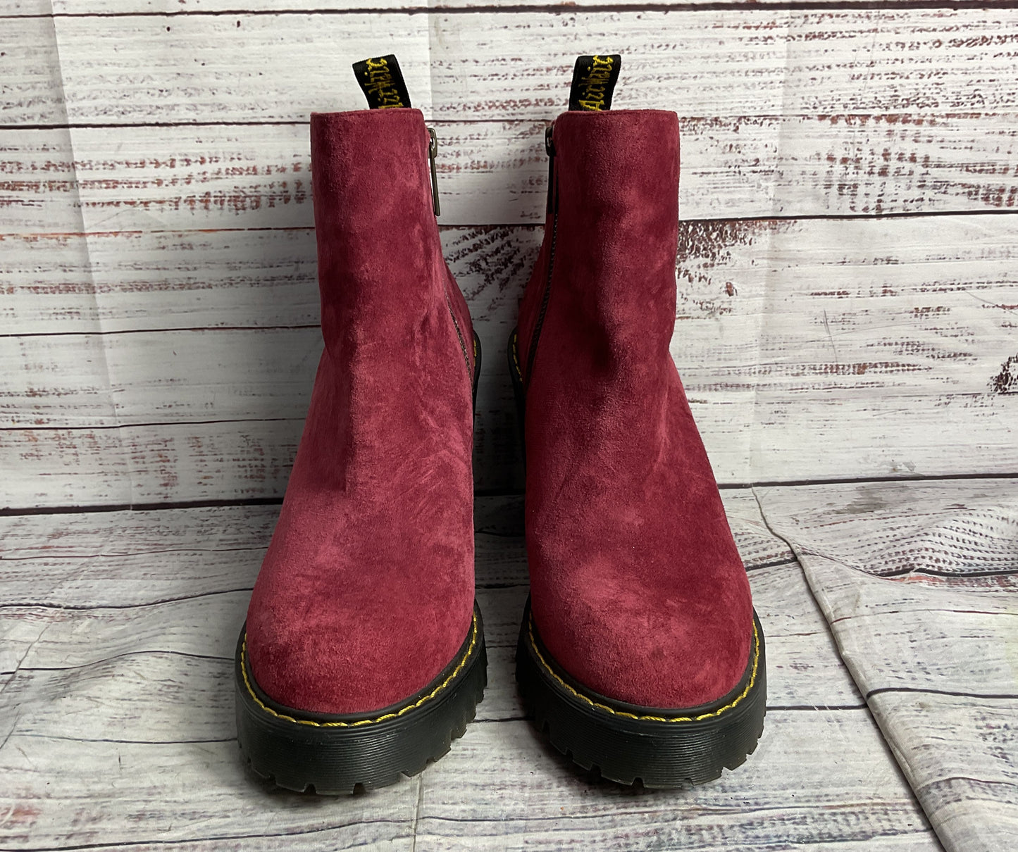 Dr. Martens Magdalena Kendra Suede Leather 4" Platform Boots Cherry 9