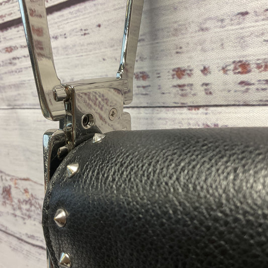 Sam Edelman Renee Black Studded Leather Crossbody Saddle Bag Purse Missing Screw