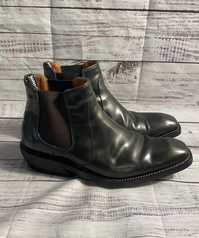 Men's John Fluevog Global Freedom Libery Dark Gray / Black Leather Chelsea Boots