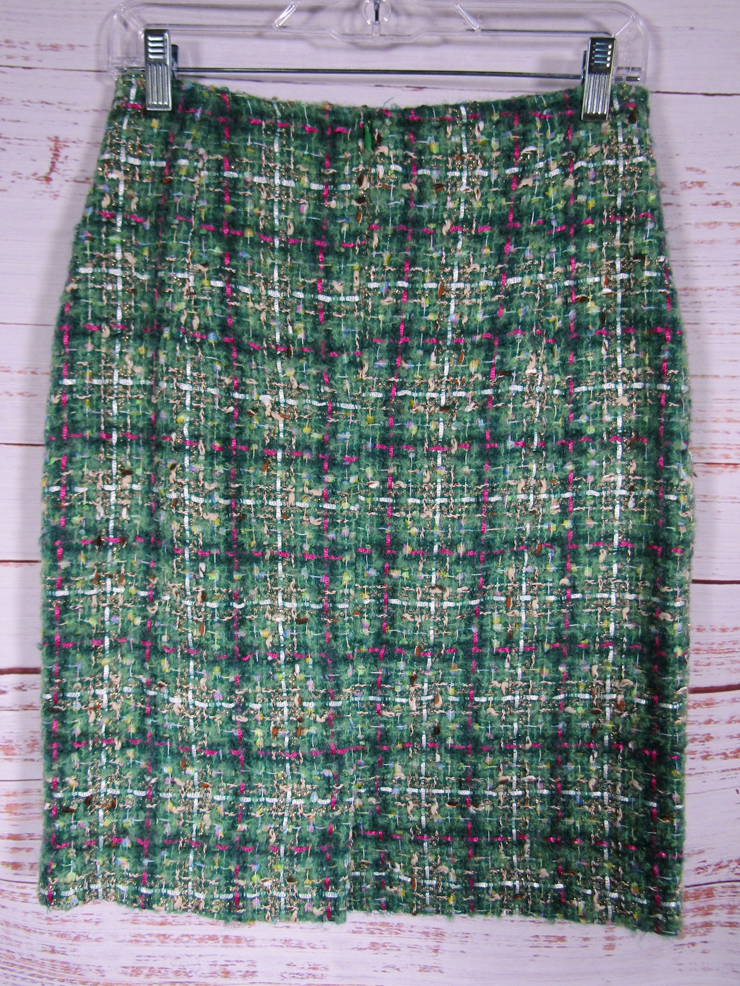 Vintage Lydia Lucci Women's Green Plaid Tweed Skirt Size 2