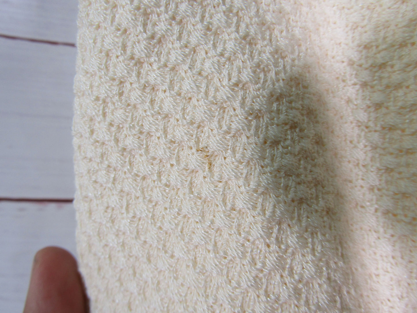 St. John Women's Ivory Wool Blend Pointelle Knit Pencil Skirt Size 8