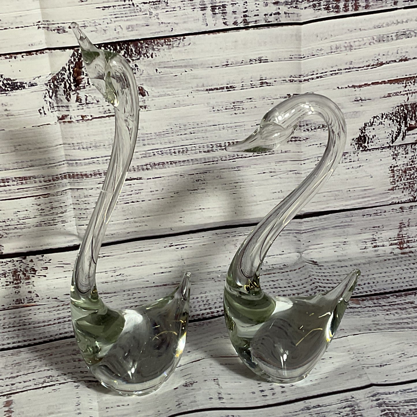 VTG. Murano?? Swan Glass Figurines- 7.5" & 9.25"