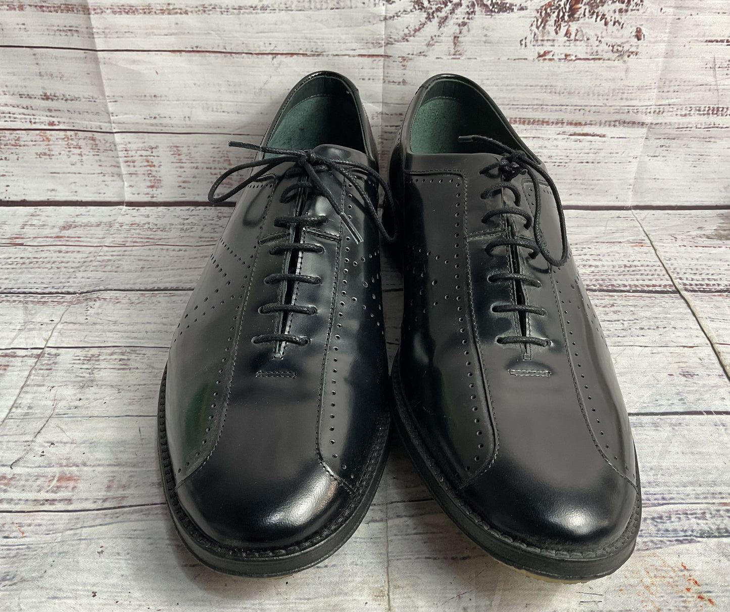 Adiev Paris Leather Perforated Derby Shoes Black 45