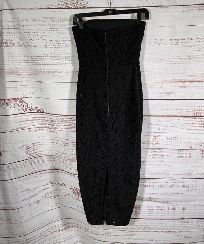 Misha Collection Strapless Textured Geo Midi Dress Size 2 STUNNING! Retail $425