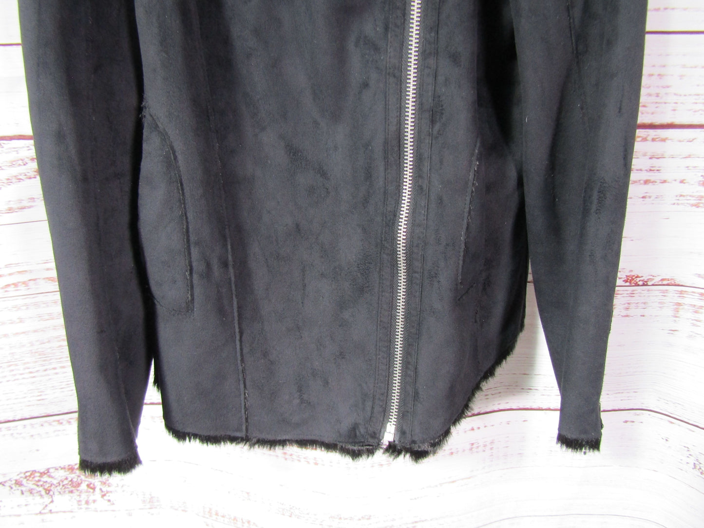 Hale Bob Women's Black Faux Fur Faux Suede Reversible Jacket Size M