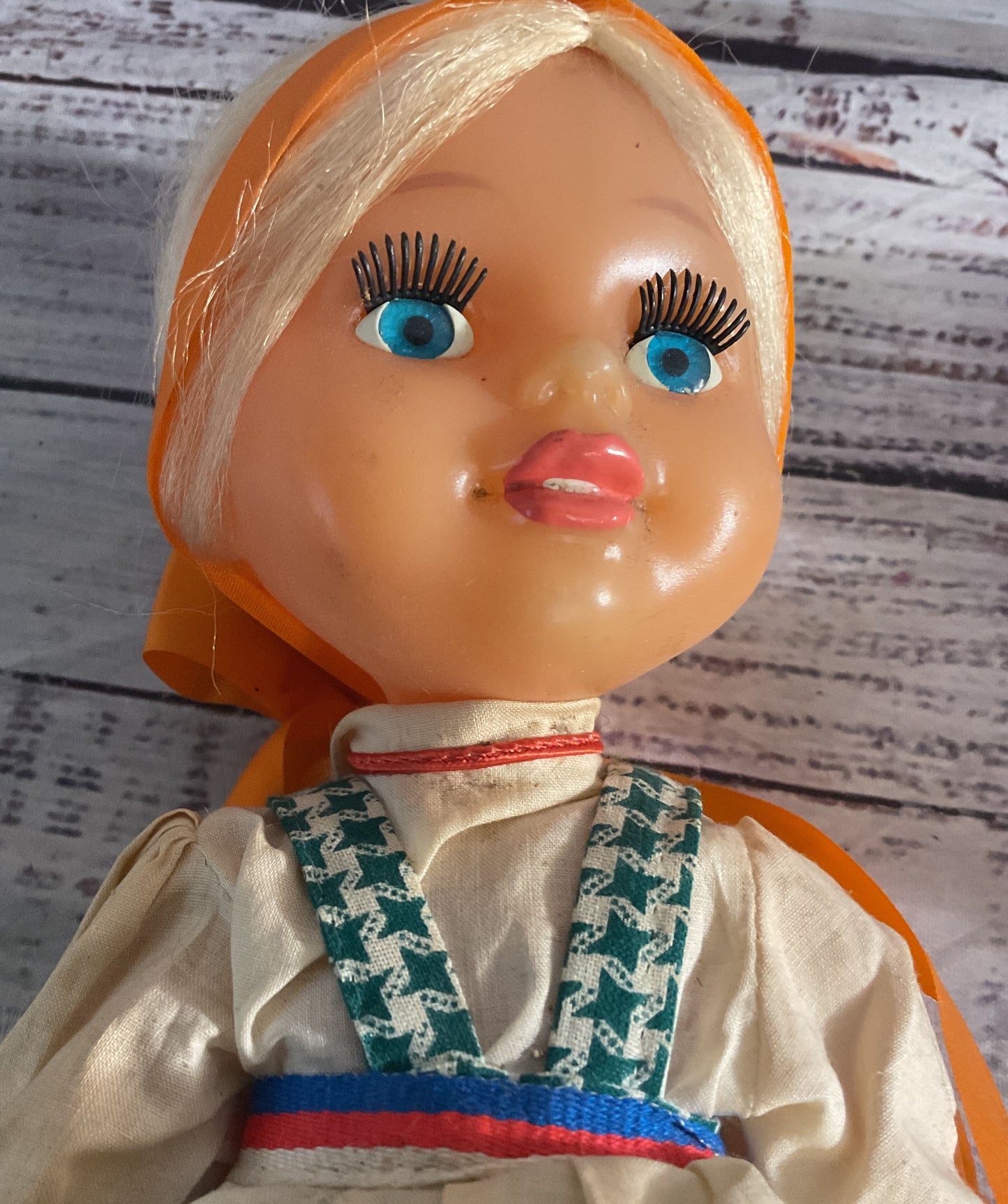 Lenigrushka Factory Vintage USSR Soviet Russia Plastic Dashenka Folk Doll