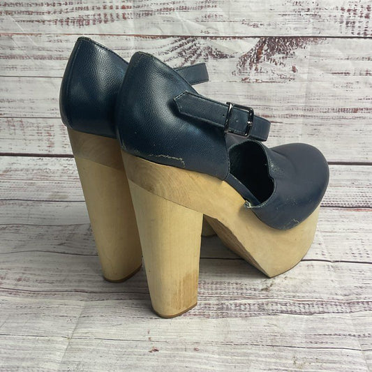 Chloe Sevigny for Opening Ceremony Navy Leather Platform Mary Jane Heel Size 9