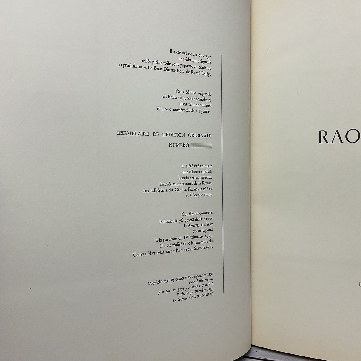 Raoul Dufy L'amour De L'art 1953 Limited Edition Hard Cover Book