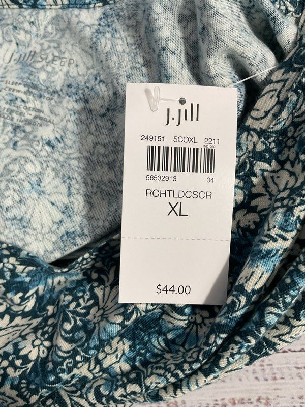 NWT Women's J Jill Sleep Floral Crew Neck Top Blouse Size XL